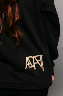 Gold Blooded (Women's Black/Red Hoody)(Gold Blooded Womens Black Gold Hoody) -Bold Threads Back 7127712