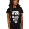 LAST CALL - Breezy Excursion X Adapt :: Down To Ride (Bonnie) (Women's Black Tee)(Breezy Excursion X Adapt Down To Ride Bonnie Womens Black Tee) -Bold Threads Bonnie BT