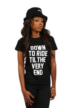 LAST CALL - Breezy Excursion X Adapt :: Down To Ride (Bonnie) (Women's Black Tee)(Breezy Excursion X Adapt Down To Ride Bonnie Womens Black Tee)
