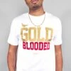 Gold Blooded (Men's White/Red Tee)(Gold Blooded Mens White Red Tee1) 2 Gold Blooded (Men's White/Red Tee)(Gold Blooded Mens White Red Tee1) -Bold Threads FrontNoLogo
