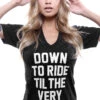 LAST CALL - Breezy Excursion X Adapt :: Down To Ride (Bonnie) (Women's Black V-Neck)(Breezy Excursion X Adapt Down To Ride Bonnie Womens Black V Neck) -Bold Threads ZOOM 23a14ca8 4c31 4df1 a4fd c4e8648ca4a0