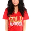 Gold Blooded (Women's Red V-Neck)(Gold Blooded Womens Red Gold V Neck) -Bold Threads ZOOM 27f49c48 9fd7 40f5 a9d2 1da640a0f18b
