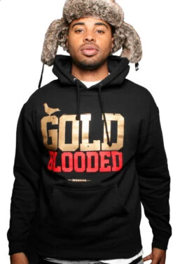 Gold Blooded (Men's Black/Red Hoody)(Gold Blooded Mens Black Gold Hoody1)