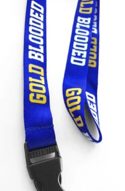 Gold Blooded (Royal/Gold Lanyard)(Gold Blooded Royal Gold Lanyard) -Bold Threads ZOOM GBBlueLanyard CloseUp