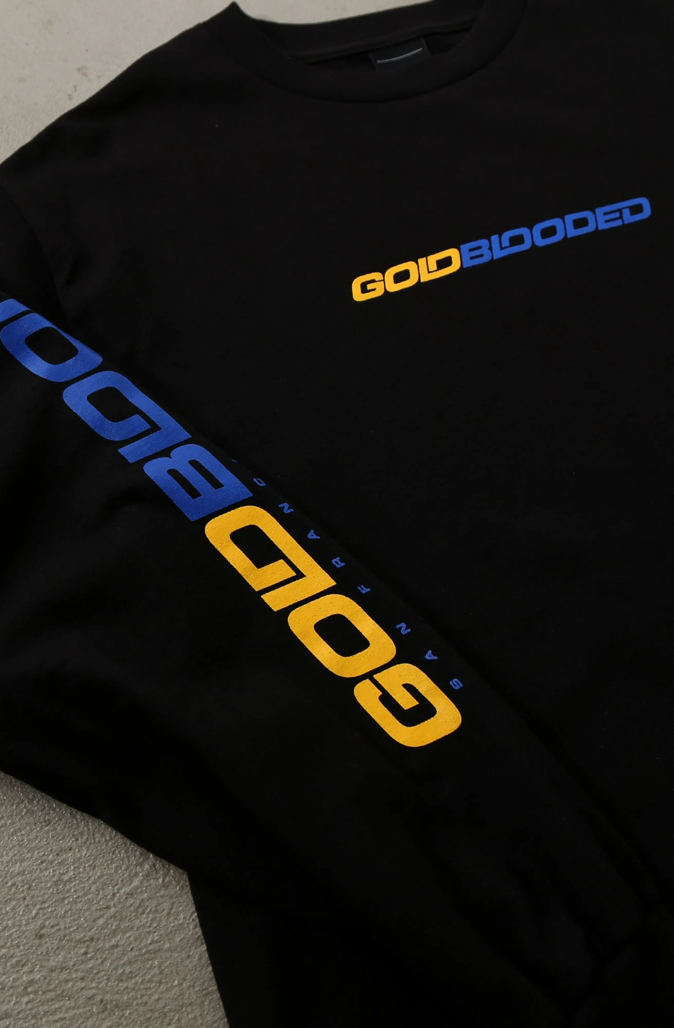 Gold Blooded RPM (Men's Black/Royal Long Sleeve Tee)(Gold Blooded Rpm Mens Black Royal Long Sleeve Tee) 4 Gold Blooded RPM (Men's Black/Royal Long Sleeve Tee)(Gold Blooded Rpm Mens Black Royal Long Sleeve Tee) - Image 2