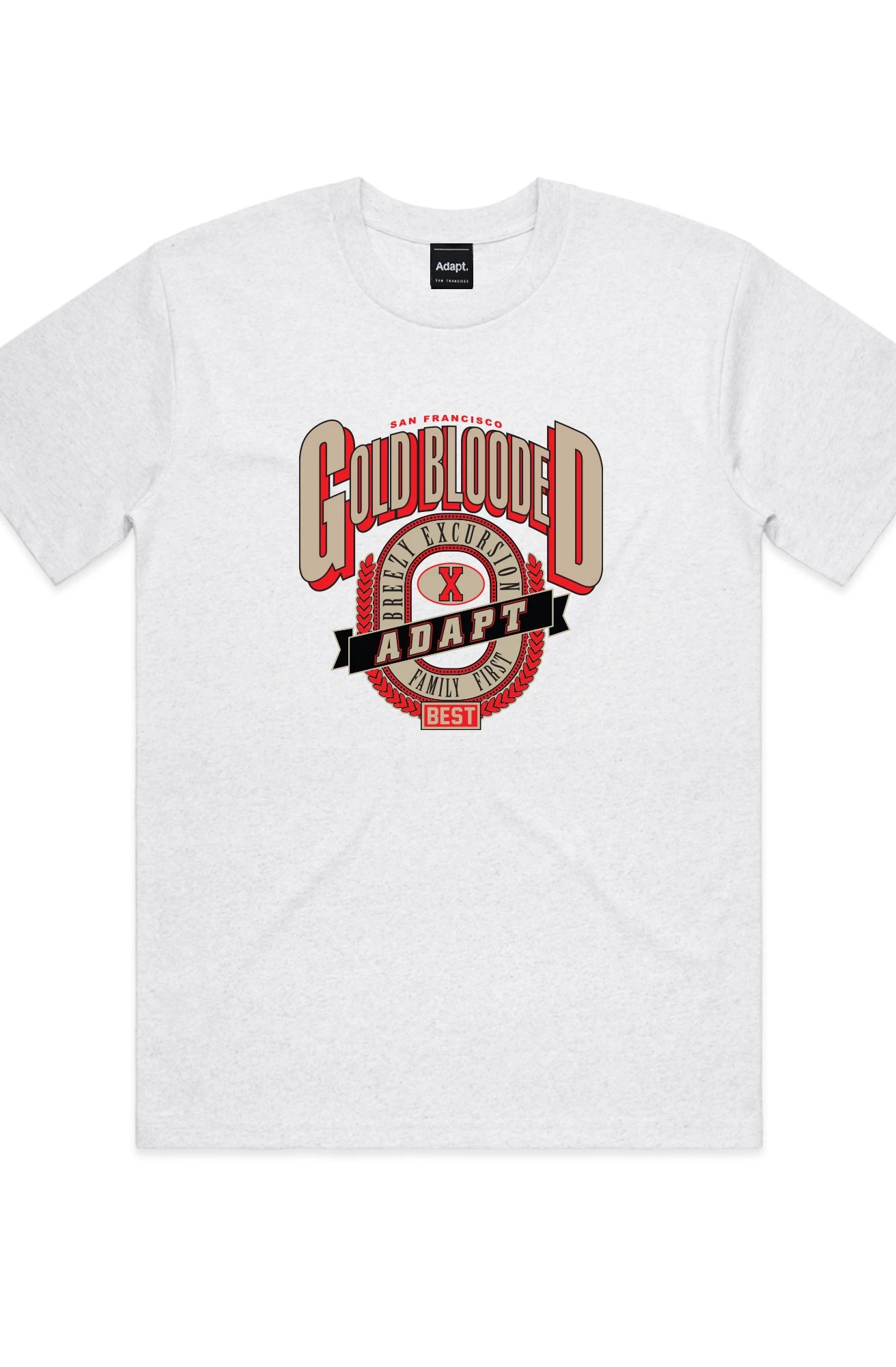 Breezy Excursion X Adapt :: Gold Blooded Breezy (Men's White Heather Tee)(Breezy Excursion X Adapt Gold Blooded Breezy Mens Heather Tee 1) 3 Breezy Excursion X Adapt :: Gold Blooded Breezy (Men's White Heather Tee)(Breezy Excursion X Adapt Gold Blooded Breezy Mens Heather Tee 1)