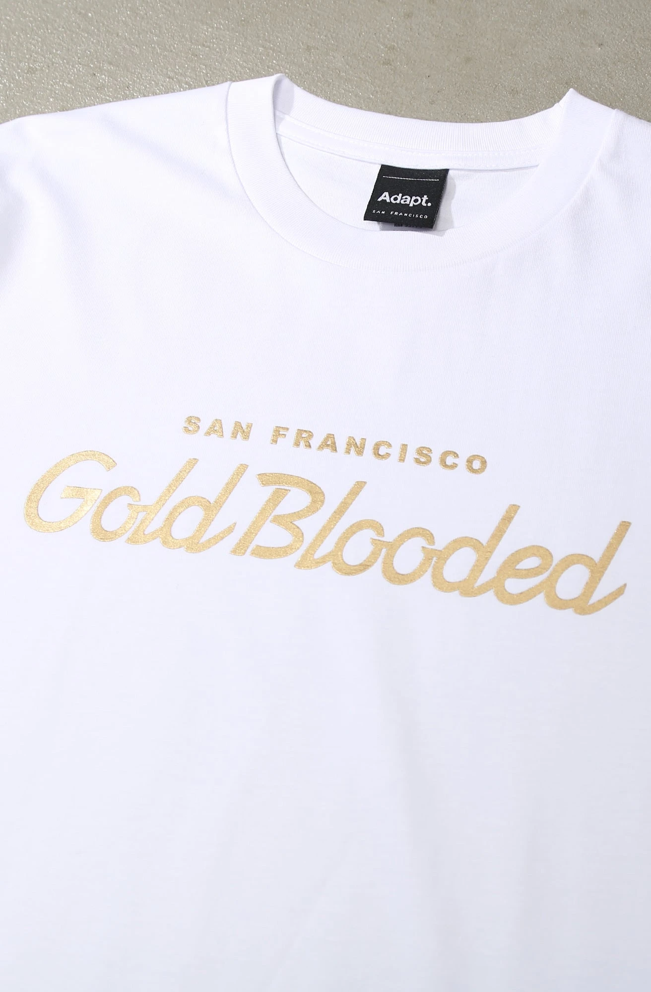 Gold Blooded Script (Men's White Tee)(Gold Blooded Script Mens White Tee) 4 Gold Blooded Script (Men's White Tee)(Gold Blooded Script Mens White Tee) - Image 2