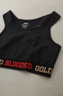 SAVS X Adapt :: Gold Blooded (Women's Black/Red Sports Bra)(Savs X Adapt Gold Blooded Womens Black Red Sports Bra) -Bold Threads Zoom2 51a9aba1 7846 4f5d bc56 680fc90a827d