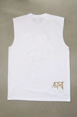 Gold Blooded (Men's White/Red Sleeveless Tee)(Gold Blooded Mens White Red Sleeveless Tee) -Bold Threads Zoom2 87db8b1e 4b38 4996 951c ce43649532a1