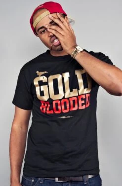 Gold Blooded (Men's Black/Red Tee)(Gold Blooded Mens Black Red Tee1)
