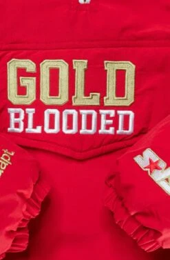 SAVS X Adapt :: Gold Blooded SFC (Men's Red/Gold Stadium Jacket)(Savs X Adapt Gold Blooded Sfc Mens Red Gold Stadium Jacket1) -Bold Threads Zoom2 e02c2d2b fcd8 4e3e 95ce 3ec3567d5529