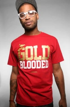 Gold Blooded (Men's Red Tee)(Gold Blooded Mens Red Gold Tee1)