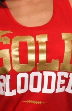 Gold Blooded (Women's Red Tank Top)(Gold Blooded Womens Red Gold Tank Top) -Bold Threads Zoom658663