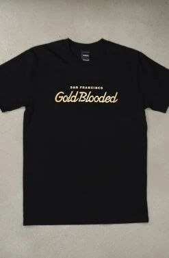 Gold Blooded Script (Men's Black Tee)(Gold Blooded Script Mens Black Tee)