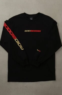 Gold Blooded RPM (Men's Black/Red Long Sleeve Tee)(Gold Blooded Rpm Mens Black Red Long Sleeve Tee 2)