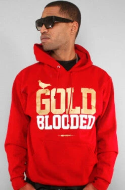 Gold Blooded (Men's Red Hoody)(Gold Blooded Mens Red Hoody1)