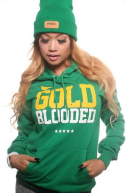 Gold Blooded (Women's Kelly Green Hoody)(Gold Blooded Womens Green Hoody)