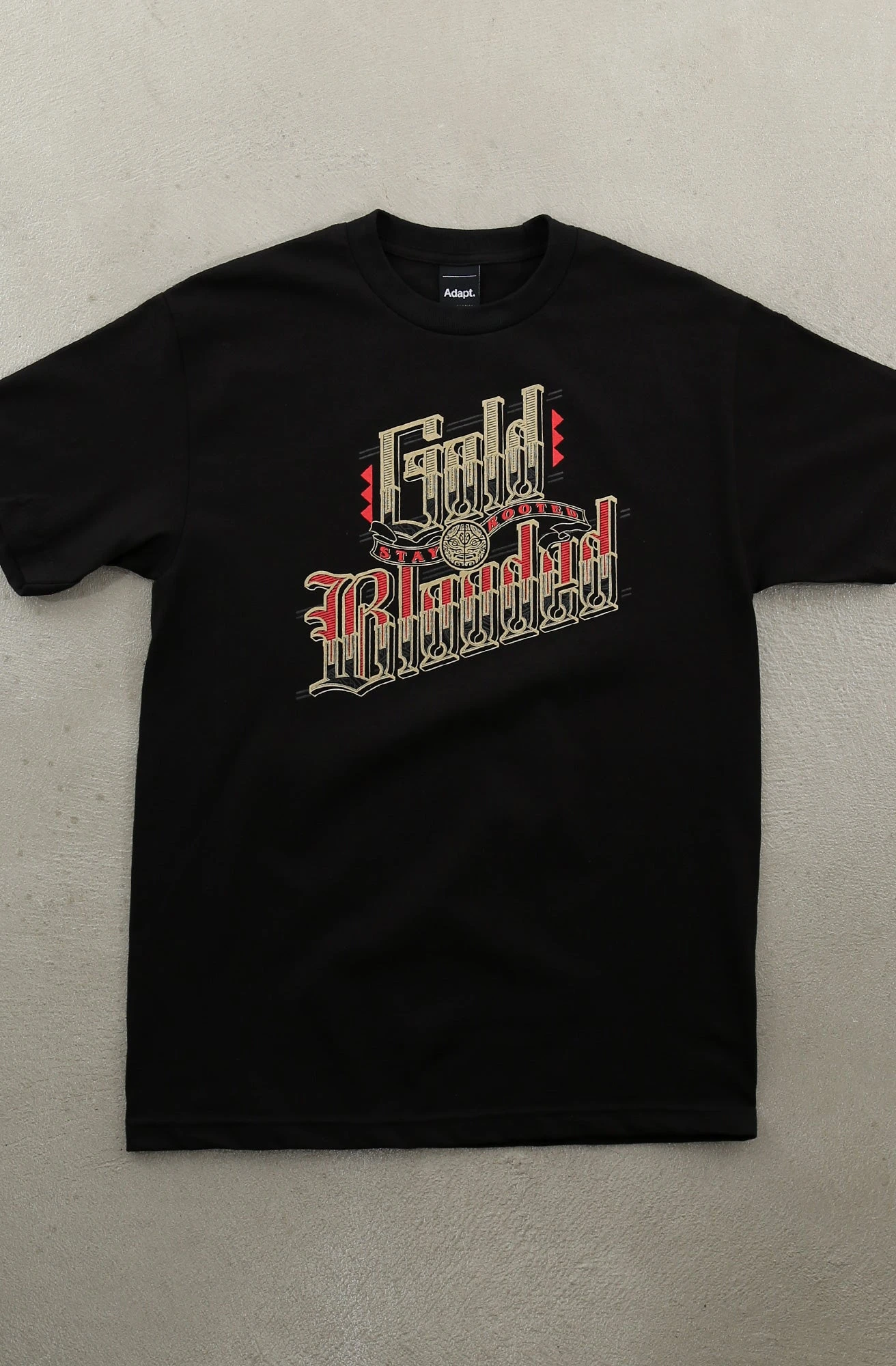 Cukui X Adapt :: Gold Blooded Roots (Men's Black Tee)(Copy Of Cukui X Adapt Gold Blooded Roots Mens Black Tee) 3 Cukui X Adapt :: Gold Blooded Roots (Men's Black Tee)(Copy Of Cukui X Adapt Gold Blooded Roots Mens Black Tee)