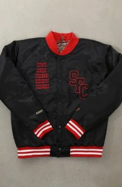 SAVS X Adapt :: Gold Blooded SFC (Men's Black/Red Satin Jacket)(Savs X Adapt Gold Blooded Sfc Mens Black Satin Jacket)