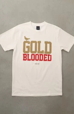 Gold Blooded (Men's Natural/Red Tee)(Gold Blooded Mens Natural Red Tee)