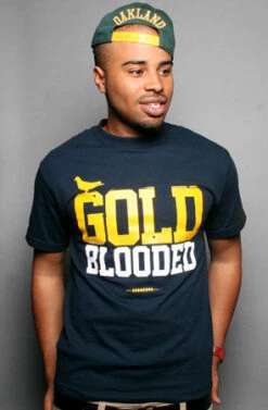 Gold Blooded (Men's Navy/Gold Tee)(Gold Blooded Mens Navy Tee)