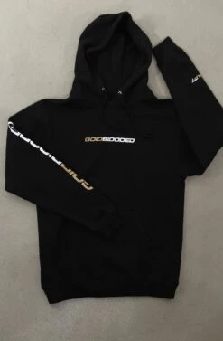 Gold Blooded RPM (Men's Black/White/Gold Hoody)(Gold Blooded Rpm Mens Black White Gold Hoody)