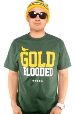 LAST CALL - Gold Blooded (Men's Forest/Gold Tee)(Gold Blooded Mens Green Gold Tee)