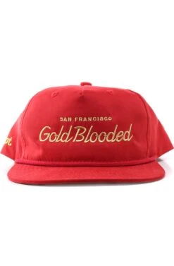 Gold Blooded Script (Red Snapback Cap)(Gold Blooded Script Red Snapback Cap)