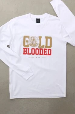 Gold Bar® X Adapt :: Gold Blooded Spirits II (Men's White Long Sleeve Tee)(Gold Bar X Adapt Gold Blooded Spirits Ii Mens White Long Sleeve Tee)
