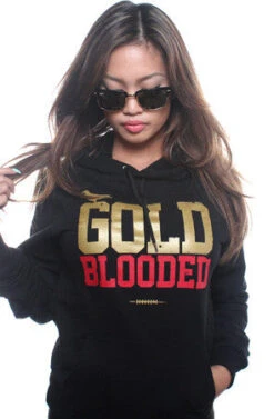 Gold Blooded (Women's Black/Red Hoody)(Gold Blooded Womens Black Gold Hoody)
